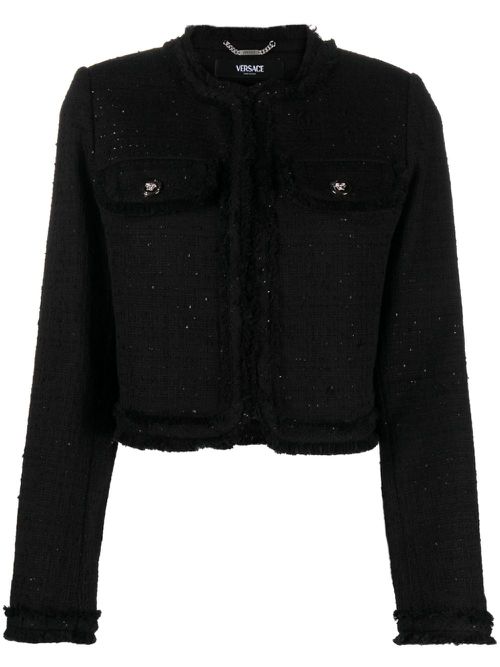 Sequin-embellished tweed jacket - Black