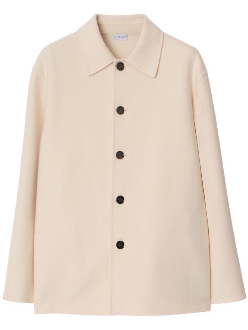 Single-breasted wool jacket - Neutrals