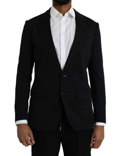 Single-Breasted Wool Blazer — Black