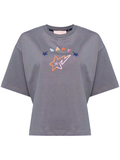Logo-patch cotton T-shirt - Grey