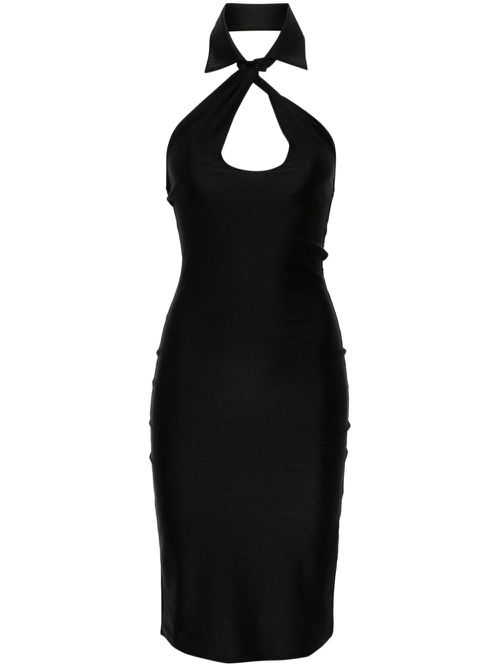 Halterneck satin midi dress - Black