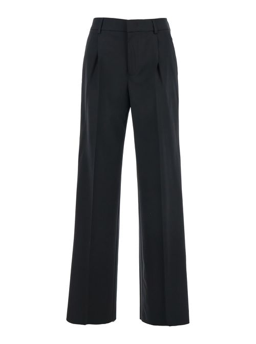 Lola Black Pants With High Waist And Pleated Details In Wool Stretch Woman