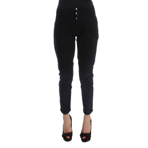 Cropped Cotton Jeans — Black