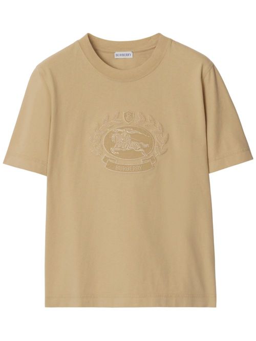Logo-embroidered cotton T-shirt - Neutrals