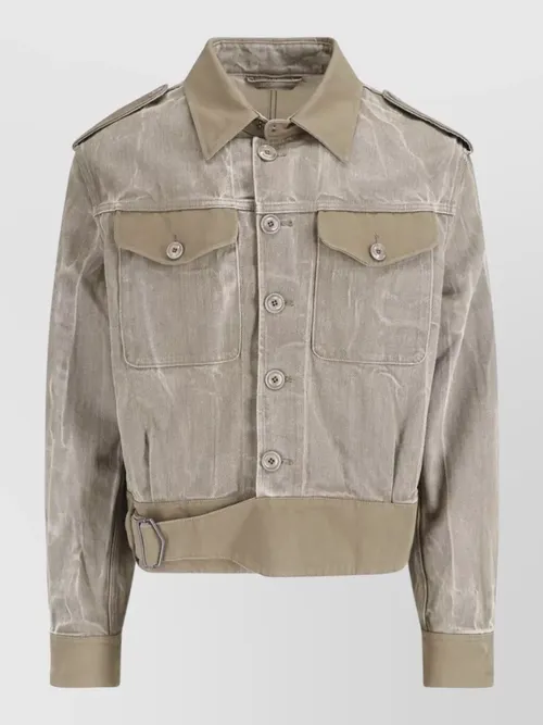 Our Legacy - belted coat buttoned cuffs epaulettes pocket