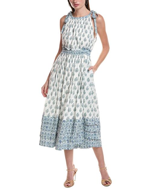 Blue Border Print Dress