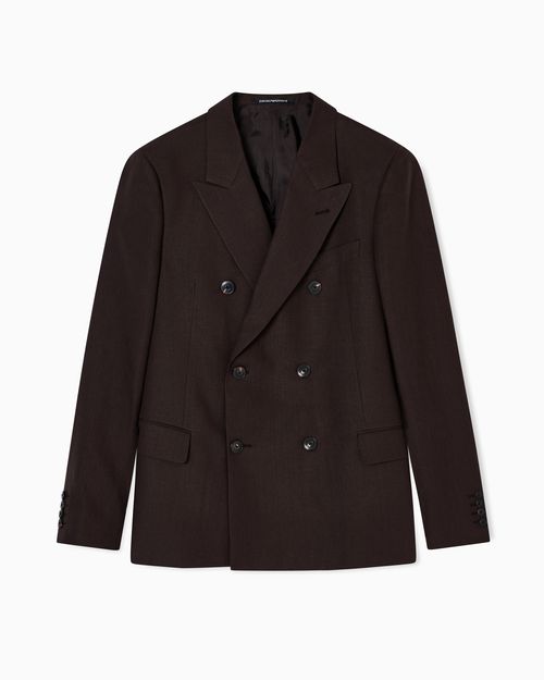 Double-breasted blazer in pure linen