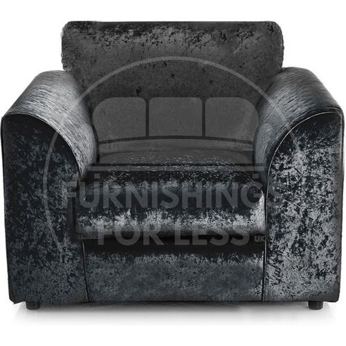 Crystal Crushed Velvet Single Seater Armchair Curved Arm