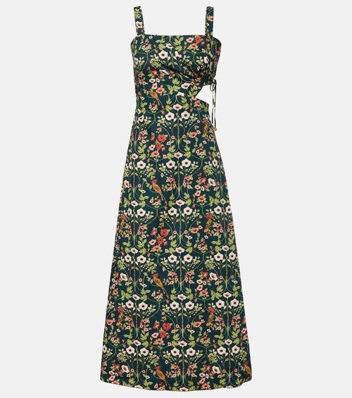 Verano cutout floral cotton midi dress