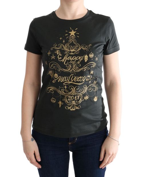 Gold Ornamental Print T-Shirt — Black