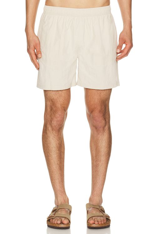 AUTO-REPLY 5.5 Solid Sebastian Swim Trunk in Saltstone - Cream. S also in M, L, XL/1X