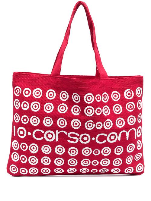 Spiral logo print tote bag - Red