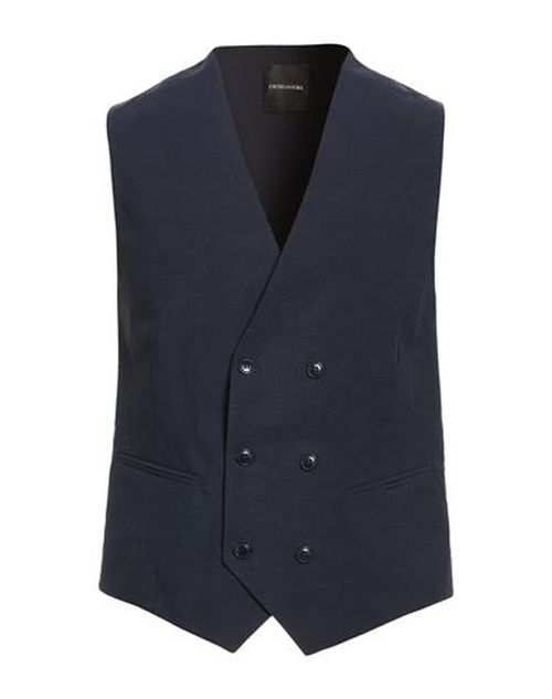 Man Tailored Vest Midnight blue Size 36 Tencel, Linen