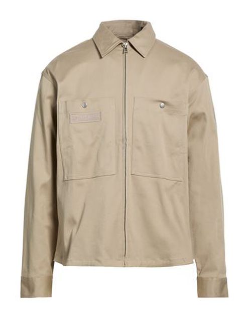 Man Shirt Beige Size L Cotton, Elastane
