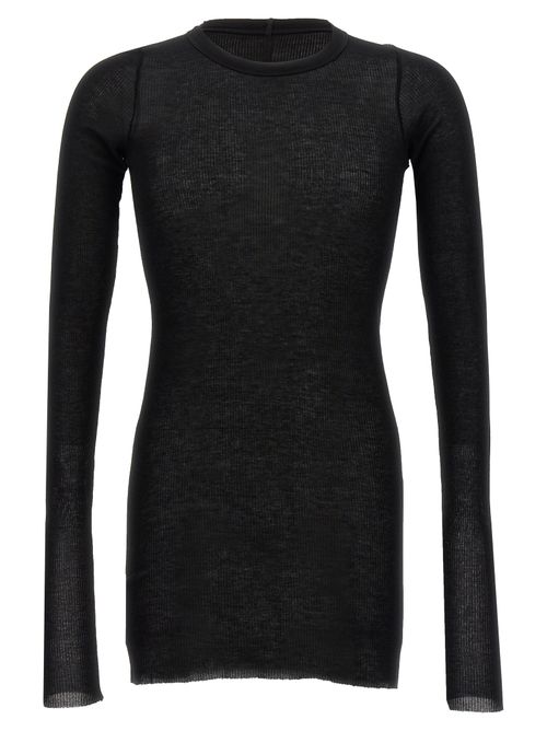 Ribbed Viscose and Silk T-shirt — Black