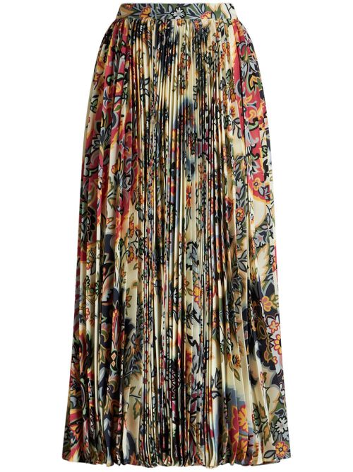 Paisley-print pleated midi shirt - Neutrals