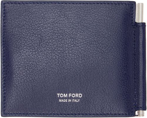 Navy Elongated T Line Money Clip Wallet