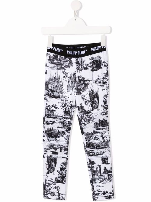En PLEIN air-print stretch-cotton leggings - White