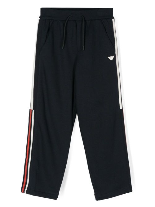 Logo-patch knitted trousers - Blue