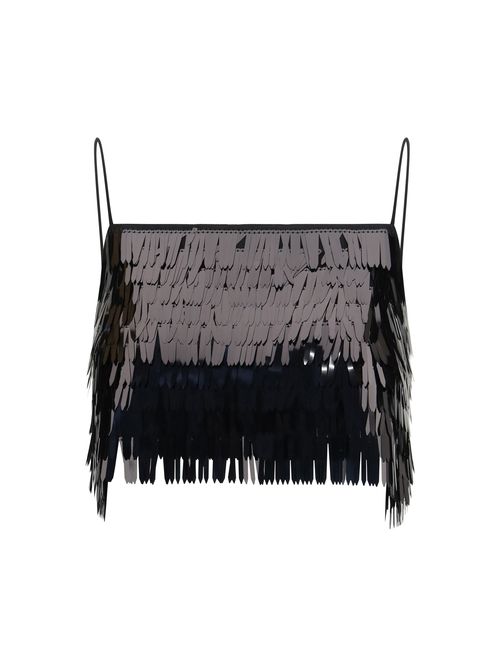 Sequin Fringe Tank Top — Black
