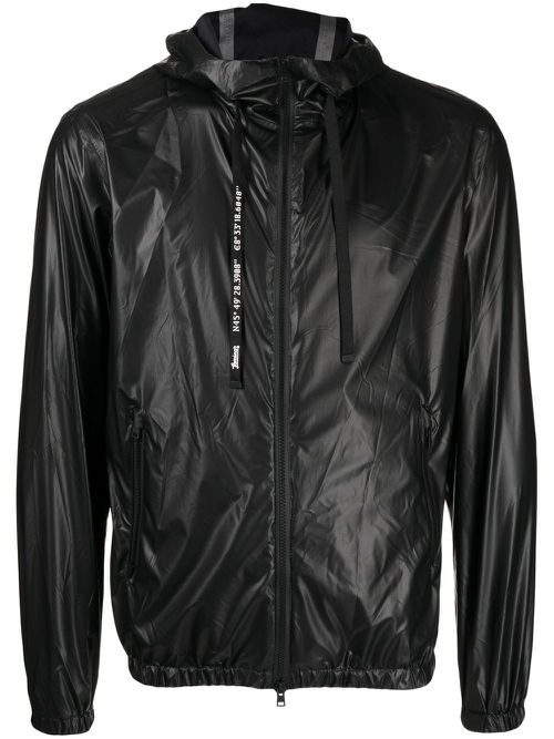 Zip-fastening hooded jacket - Black