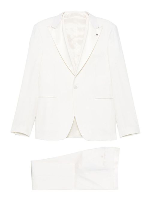 White lightweight linen suit