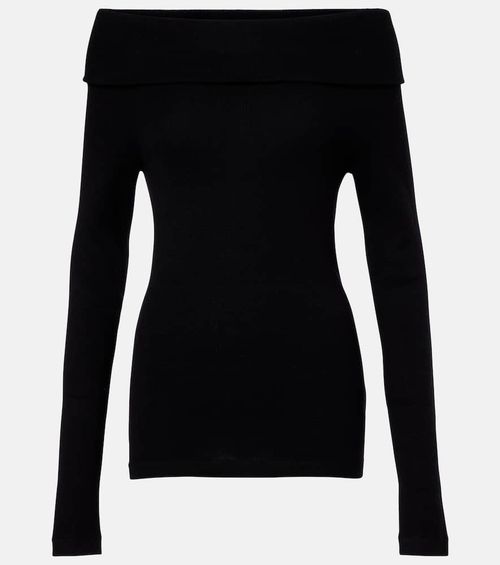 Off-shoulder cotton and cashmere top