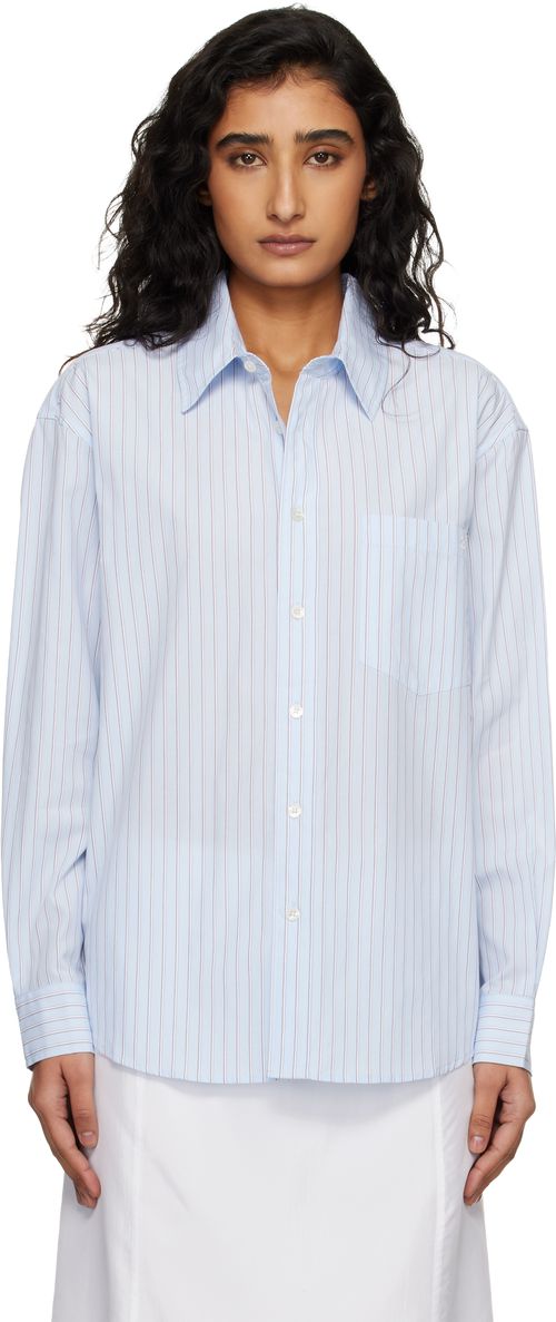 Blue Oversized Striped Shirt