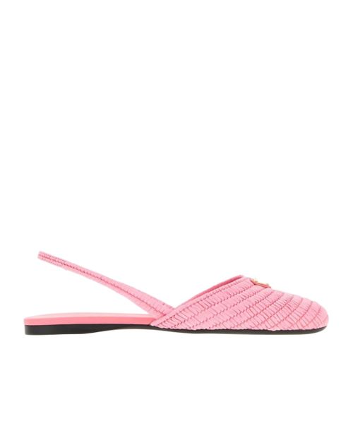 Triangle-Logo Crochet Ballet Flats