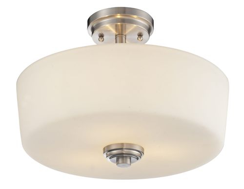 Lamina 3-Light Semi Flush Mount Ceiling Light In Brushed Nicke