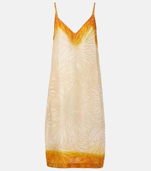 Printed ombré silk slip dress