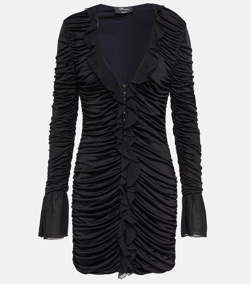 Deep V-neck ruched minidress