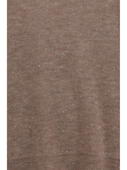 Sequin-Embellished Merino Wool Sweater — Beige