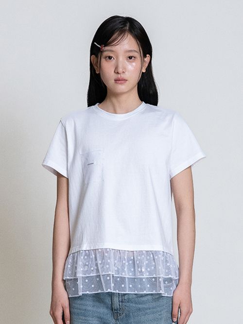 DOT RUFFLE POCKET T-SHIRT