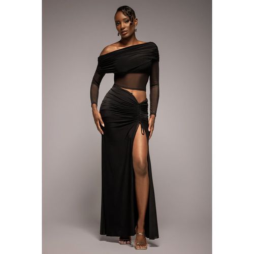 Goddiva Super Split Front Drawstring Maxi Skirt - Black