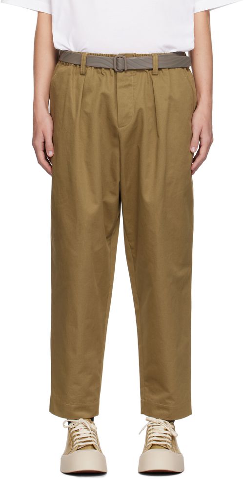 Marni Khaki Cropped Drawstring Trousers