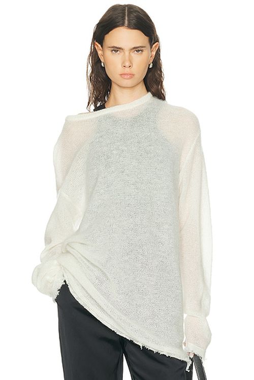 Toteme Long Open Weave Knit Sweater in Off White - White. S also in XS