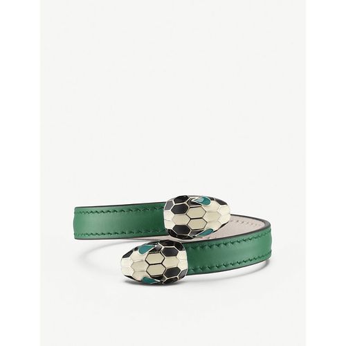 Womens Emerald Green Serpenti Forever Leather Bracelet S