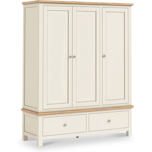Farrow XL Triple Wardrobe with 2 Drawers | White Cream Grey | Roseland