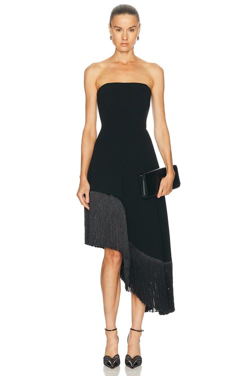 Mimchik Nara Fringe Midi Dress in Black - Black. 8 also in