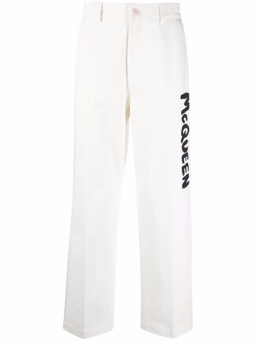 Logo straight leg trousers - White