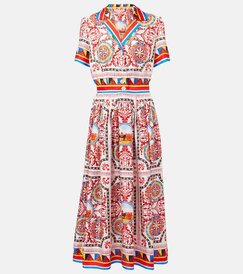 Printed silk midi dress