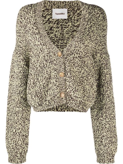 Two-tone jersey knit cardigan - Yellow