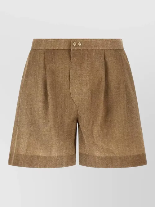 Ermanno Scervino - marocain shorts pleated front button waistband