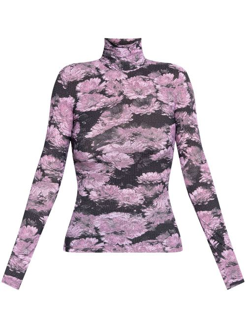 Floral print turtleneck - Purple