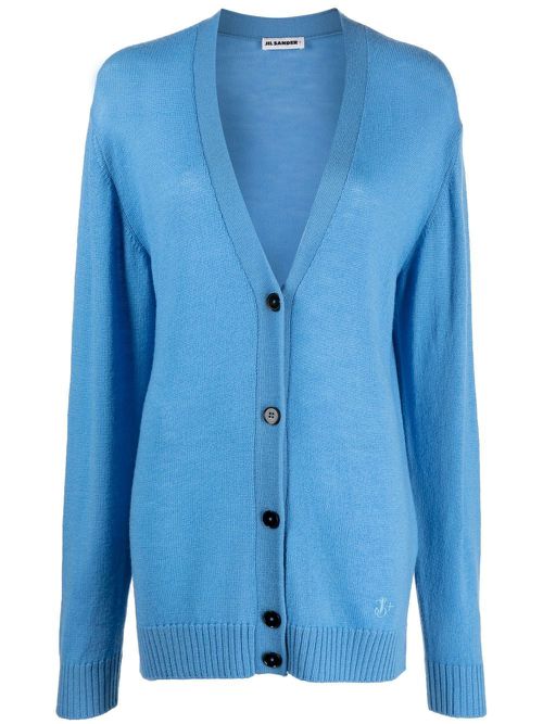V-neck wool cardigan - Blue