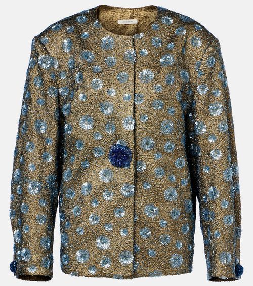 Floral sequined oversized jacket