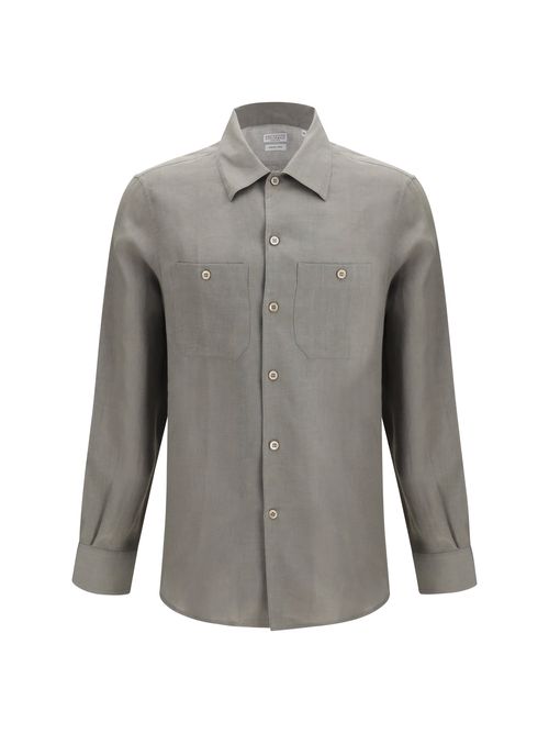 Linen with Chest Pockets Shirt — Gray