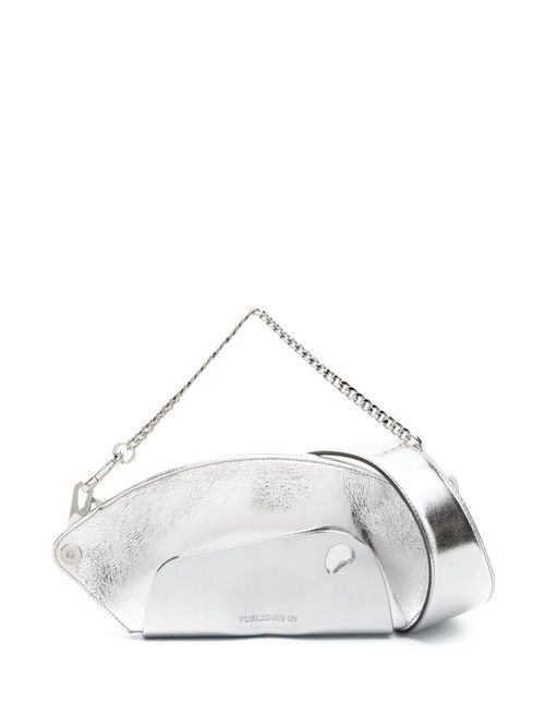 Logo-engraved metallic shoulder bag - Silver
