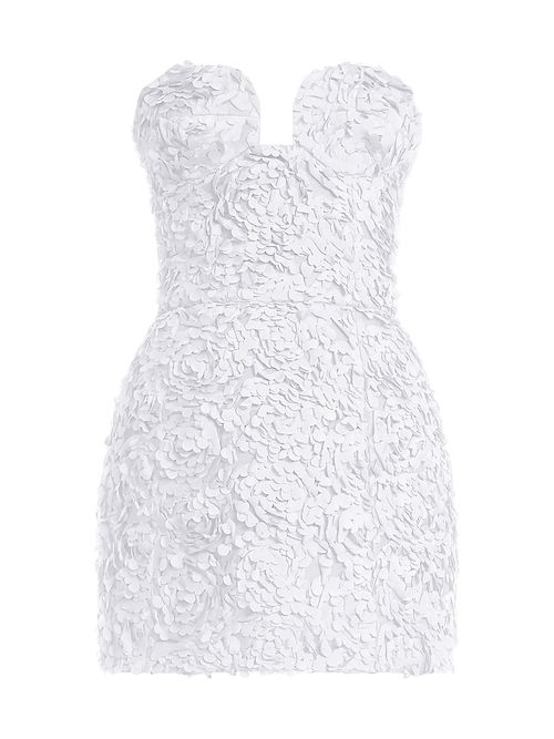 Women's Strapless 3D Floral Minidress - White